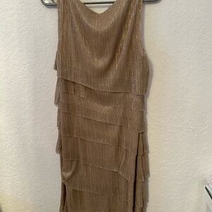 Dressbarn Gold V-Neck Sheath Mini Dress